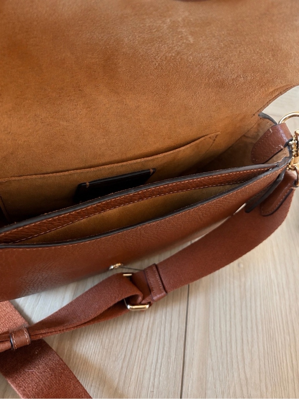 Coach Amelia Saddle Crossbody Bag- Pebbled Leather- Saddle Brown/Gold Hardware - Picture 9 of 10